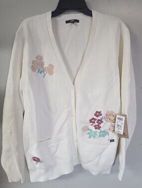 Vans Cream Floral Embroidered Cardigan